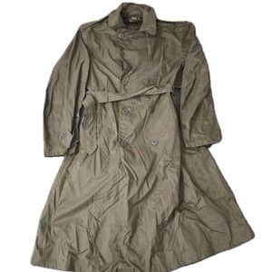Vintage 1957 Vietnam Men's Nylon Taupe Rain Coat Size 38 (Small) Long No. 179